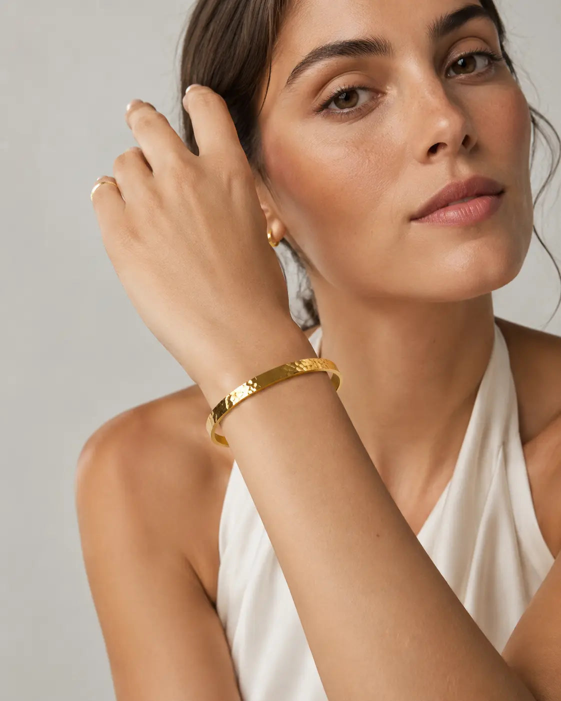 Hammerered Gold Cuff Bracelet