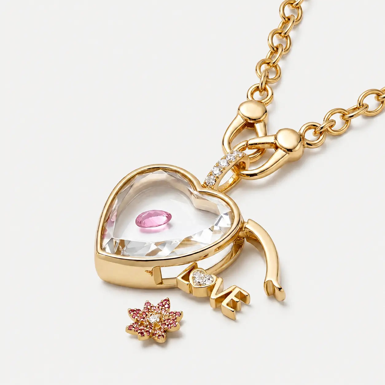 Heart Crystal Locket Necklace