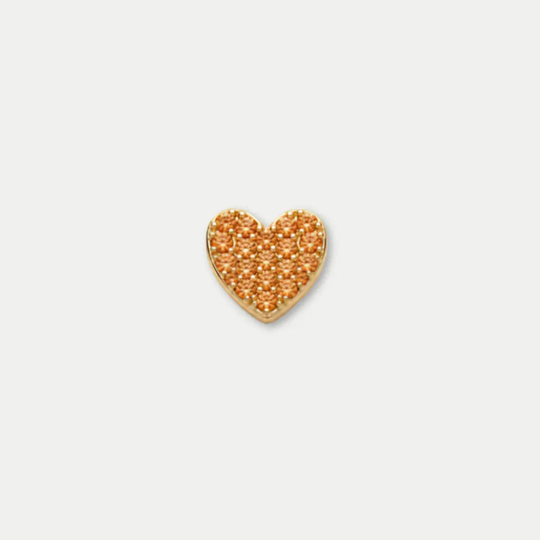 Orange Crystal Heart Charm