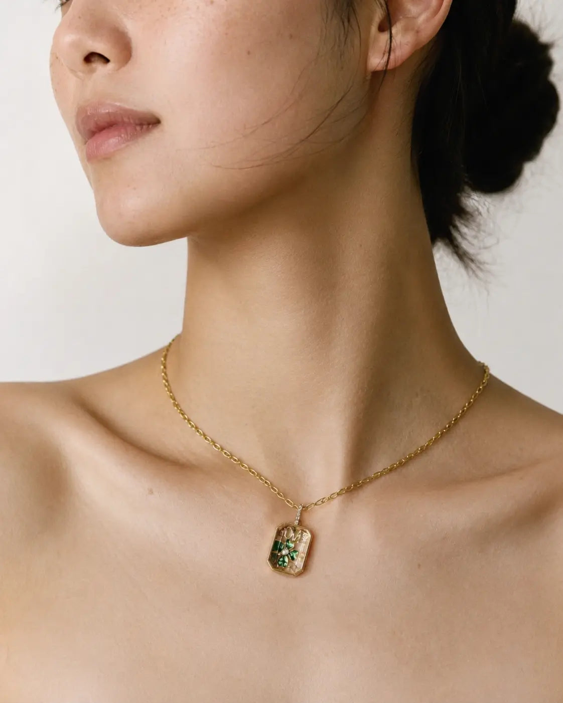 Emerald Crystal Locket Necklace