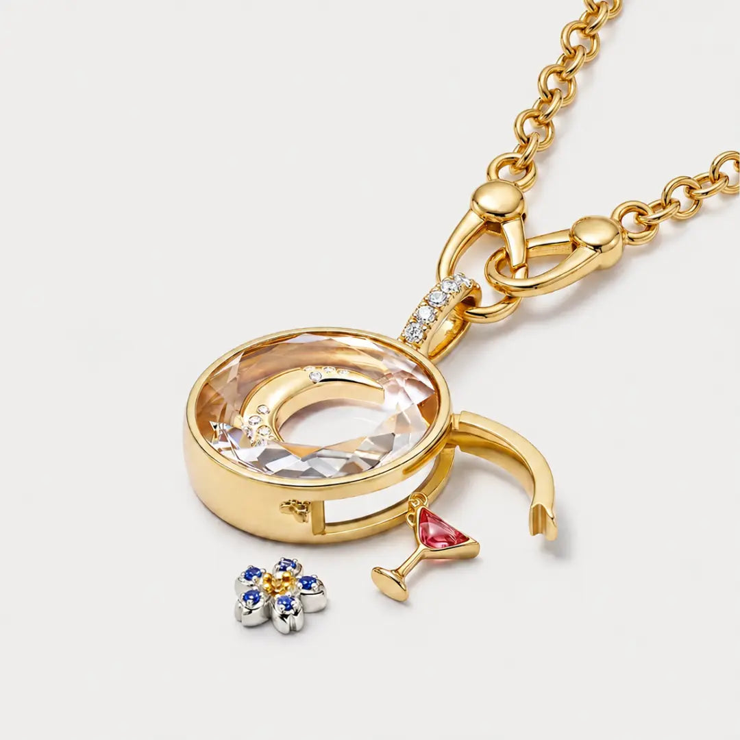 Halo Crystal Locket Necklace